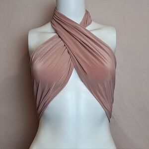 Pink Halter Neck Y2K Crop Top